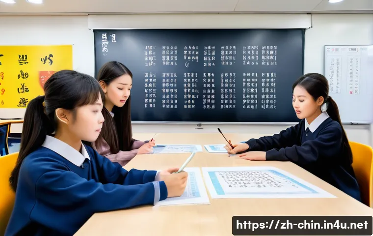 중국어와 한국어의 어원적 유사점 - A detailed linguistic classroom scene showcasing the phonetic evolution of Korean and Chinese conson...